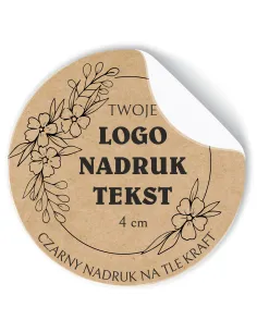 Naklejki z LOGO ETYKIETY REKLAMOWE twój nadruk grafika eko kraft 4cm 500szt