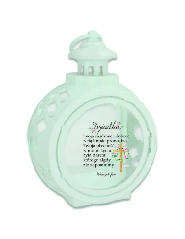 Latarenka ZNICZ okrągły personalizowany z nadrukiem twój tekst DUŻO WZORÓW dla dziadka