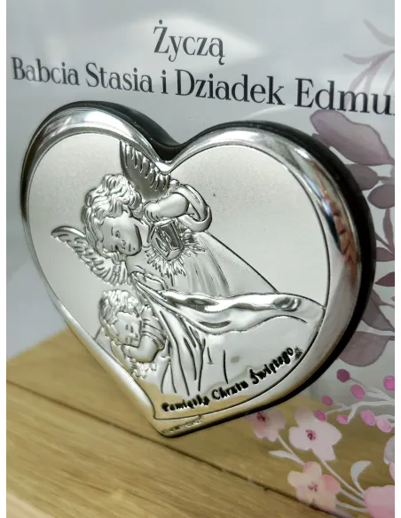 PAMIĄTKA CHRZTU ŚWIĘTEGO STATUETKA z plexi srebrnym obrazkiem TWÓJ TEKST