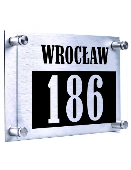 Tabliczka ADRESOWA numer domu 30x20 dibond plexi + DYSTANSE montażowe