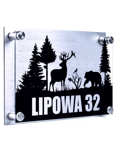 Tabliczka ADRESOWA nr domu miasto 30x20 dibond plexi + DYSTANSE montażowe