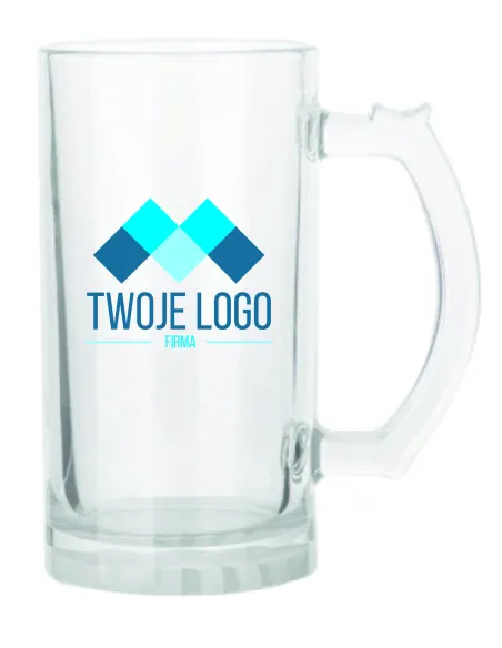 Kufel szklany 470 ml z nadrukiem TWOJE LOGO NAPIS gadżet firmowy