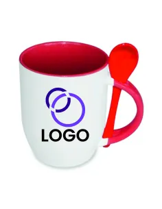 Kubek z Łyżeczką twój nadruk LOGO NAPIS gadżet firmowy reklamowy