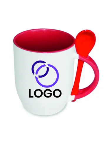 Kubek z Łyżeczką twój nadruk LOGO NAPIS gadżet firmowy reklamowy