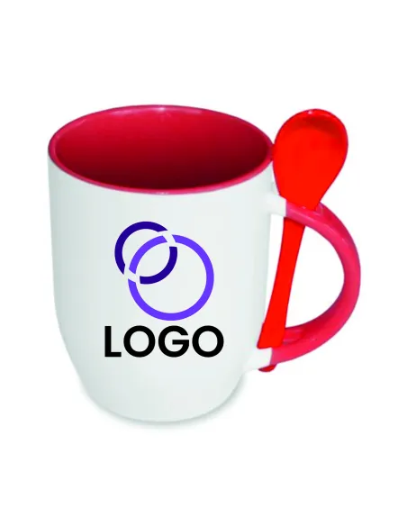 Kubek z Łyżeczką twój nadruk LOGO NAPIS gadżet firmowy reklamowy