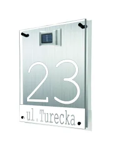 TABLICA ADRESOWA dibond plexi oświetlony numer domu 40x30 z dystansami lampką