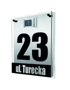 TABLICA ADRESOWA dibond plexi oświetlony numer domu adres ulica 40x30 z dystansami lampką