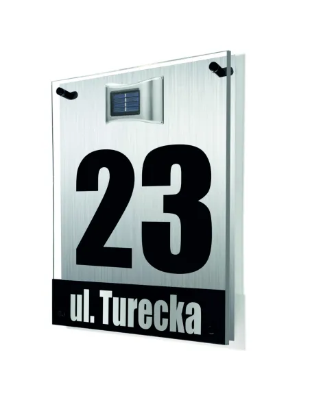 TABLICA ADRESOWA dibond plexi oświetlony numer domu adres ulica 40x30 z dystansami lampką