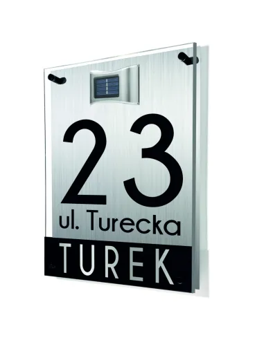 TABLICA ADRESOWA dibond plexi oświetlony numer domu adres 40x30 cm z dystansami lampką