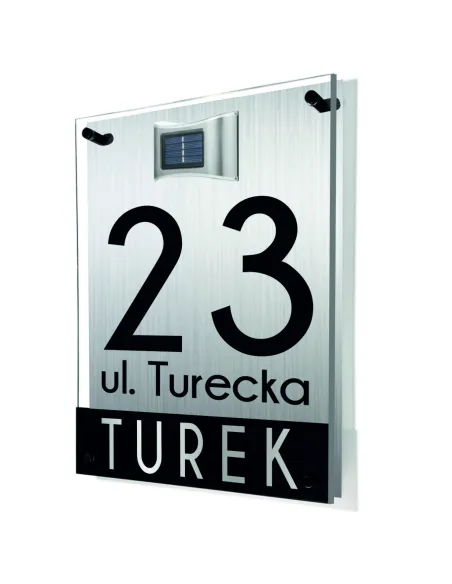 TABLICA ADRESOWA dibond plexi oświetlony numer domu adres 40x30 cm z dystansami lampką