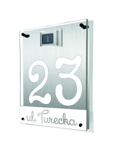 TABLICA ADRESOWA dibond plexi z lampką numer domu adres 40x30 cm z dystansami