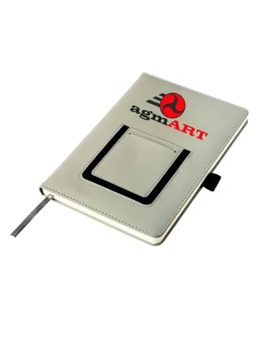 Notatnik szary notes z kieszonką na telefon A5 nadruk logo gadżet firmowy 10sztuk