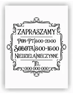 jednokolorowa Naklejka folia zapraszamy godziny otwarcia na witrynę drzwi szybę okno 30x30 cm