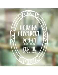 jednokolorowa Naklejka folia zapraszamy godziny otwarcia na witrynę drzwi szybę okno 30x25 cm