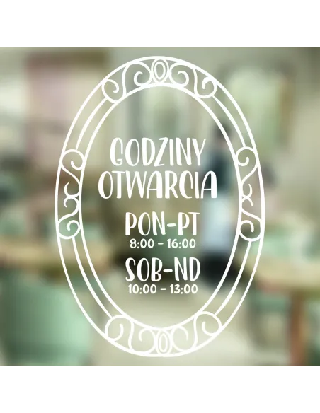 jednokolorowa Naklejka folia zapraszamy godziny otwarcia na witrynę drzwi szybę okno 30x25 cm