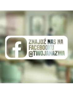 jednokolorowa Naklejka folia facebook twoja nazwa na witrynę drzwi szybę okno 30x17 cm