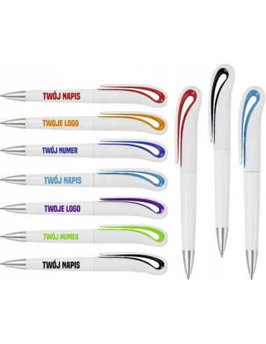 DŁUGOPISY Z NADRUKIEM UV reklamowe RÓŻNE KOLORY 50 szt Z TWOIM LOGO twoje dane napis