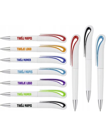 DŁUGOPISY Z NADRUKIEM UV reklamowe RÓŻNE KOLORY 50 szt Z TWOIM LOGO twoje dane napis