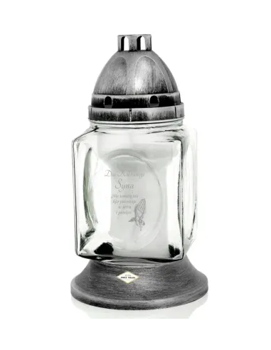 ZNICZ szklany GRAWER KAPLICZKA personalizowany TWÓJ NAPIS DLA SYNA