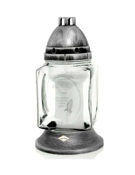 ZNICZ szklany GRAWER KAPLICZKA personalizowany TWÓJ NAPIS DLA SYNA