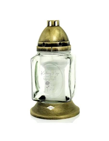 ZNICZ szklany GRAWER KAPLICZKA personalizowany TWÓJ NAPIS DLA MĘŻA