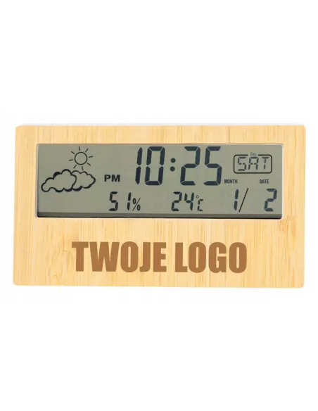 GRAWEROWANY Cyfrowy zegar stacja pogodowa TWOJE LOGO NAPIS 50 sztuk