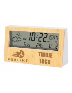 GRAWEROWANY Cyfrowy zegar stacja pogodowa TWOJE LOGO NAPIS 10 sztuk