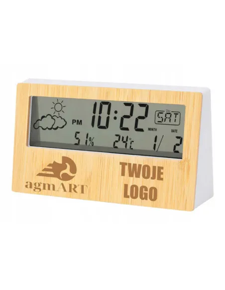 GRAWEROWANY Cyfrowy zegar stacja pogodowa TWOJE LOGO NAPIS 10 sztuk