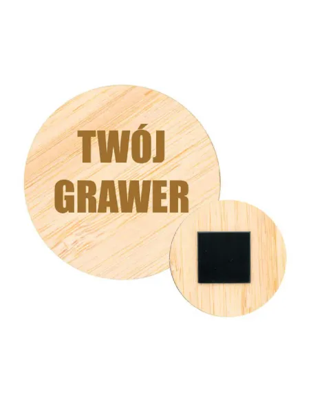 GRAWEROWANY Magnes na lodówkę okrągły reklamowy Z TWOIM LOGO NAPISEM 100szt