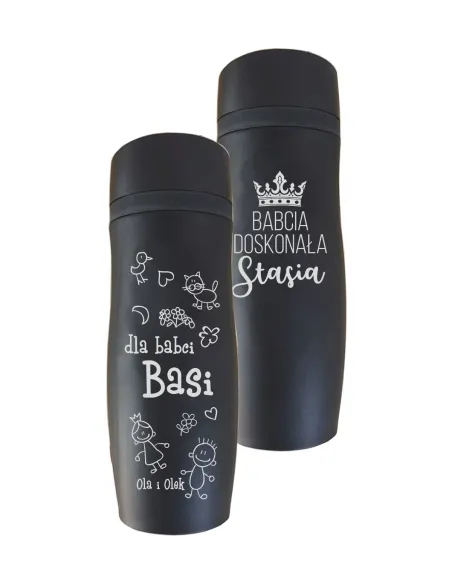 Kubek termiczny grawerem czarny mat