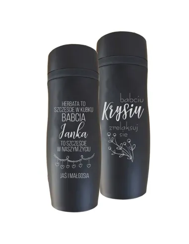 Kubek termiczny grawerem czarny mat