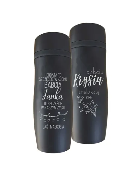 Kubek termiczny grawerem czarny mat