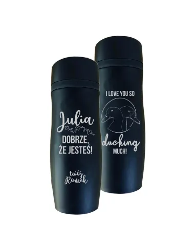 Kubek termiczny grawerem czarny mat