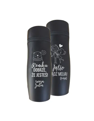Kubek termiczny grawerem czarny mat