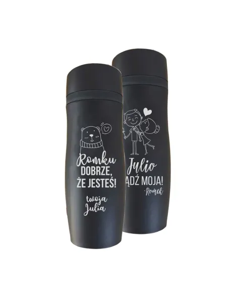 Kubek termiczny grawerem czarny mat