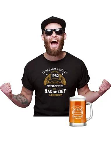 Koszulka + Kufel PREZENT na URODZINY 30 40 50 60