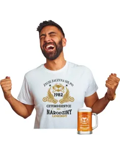 Koszulka + Kufel PREZENT na URODZINY 30 40 50 60