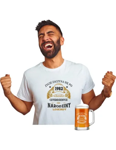 Koszulka + Kufel PREZENT na URODZINY 30 40 50 60