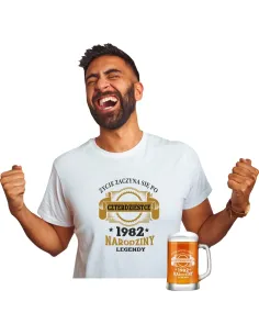 Koszulka + Kufel PREZENT na URODZINY 30 40 50 60