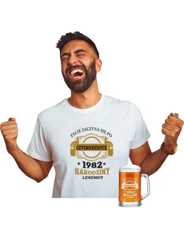 Koszulka + Kufel PREZENT na URODZINY 30 40 50 60