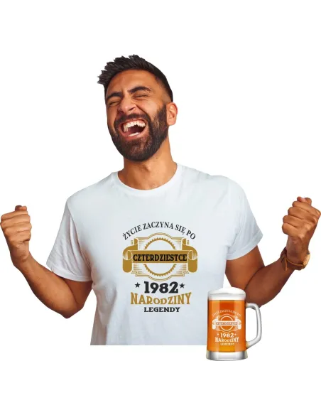 Koszulka + Kufel PREZENT na URODZINY 30 40 50 60