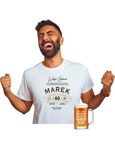 Koszulka + Kufel PREZENT na URODZINY 30 40 50 60