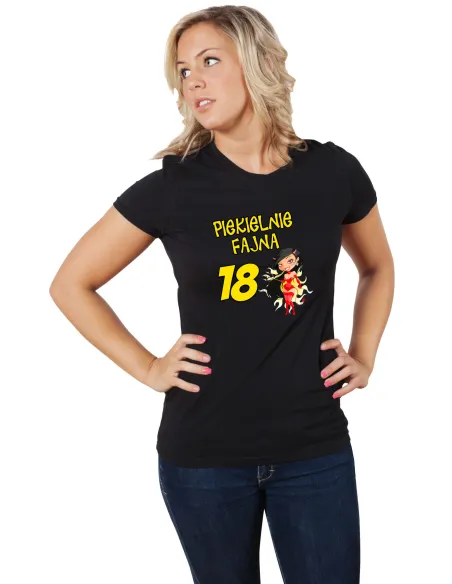 Koszulka PREZENT NA URODZINY 18 piekielnie fajna