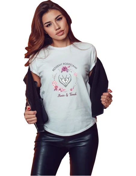 Koszulka z imionami napis PREZENT dla przyszłych RODZICÓW