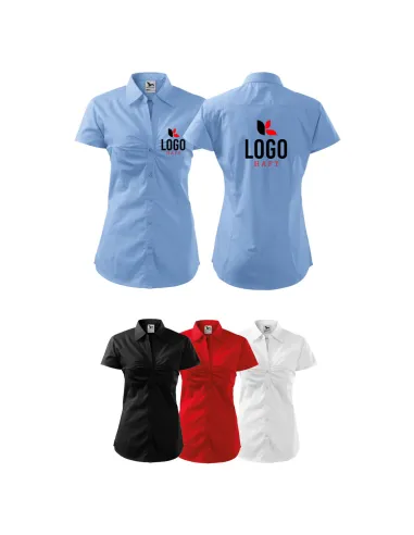 Koszula damska letnia kr. rękaw z LOGO FIRMY x10