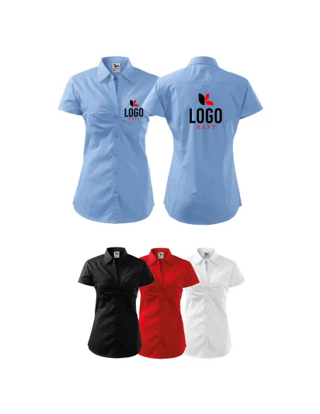 Koszula damska letnia kr. rękaw z LOGO FIRMY x10