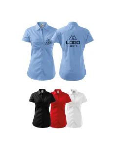 Koszula damska na kr. rękaw z haftem LOGO FIRMY x5