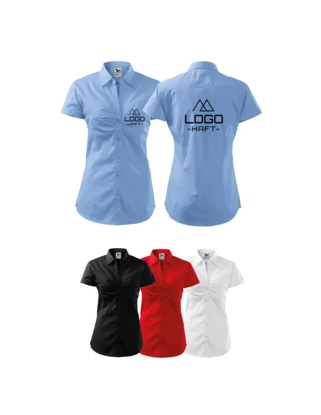 Koszula damska na kr. rękaw z haftem LOGO FIRMY x5
