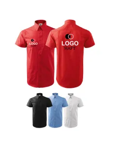 Koszula męska letnia na kr. rękaw z LOGO FIRMY x10