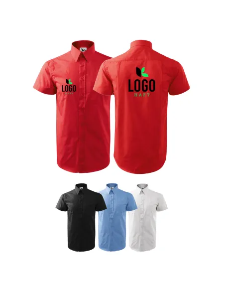 Koszula męska na kr. rękaw z haftem LOGO FIRMY x5